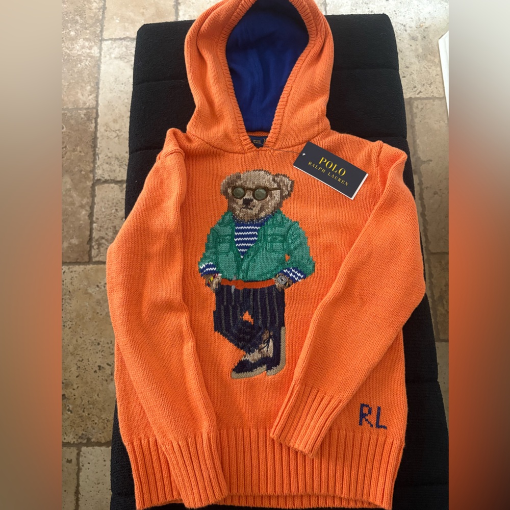 Ralph Lauren Orange Sweater with Bear Design